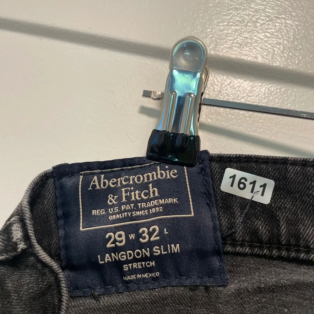 Abercrombie & Fitch Langdon Slim Distressed Black Jeans Mens 29x32 Stretch